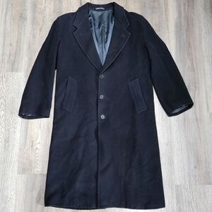Bloomingdales Wool Cashmere Mens Trench Coat Long Heavy Winter Jacket Made Italy